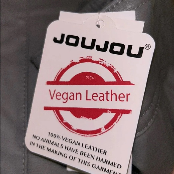 Jou Jou Vegan Leather Moto Jacket Gray Women’s Medium New With Tags - Picture 9 of 16